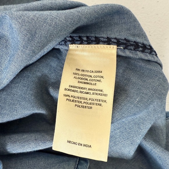 Anthropologie Holding Horses Denim Embroidered Shirt Women's Size 0 Western Boho - Picture 10 of 11